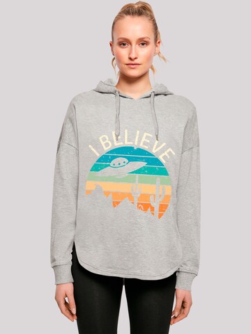 F4NT4STIC Sweatshirt 'I Believe UFO Alien Sonnenuntergang' in Grau: Vorderseite