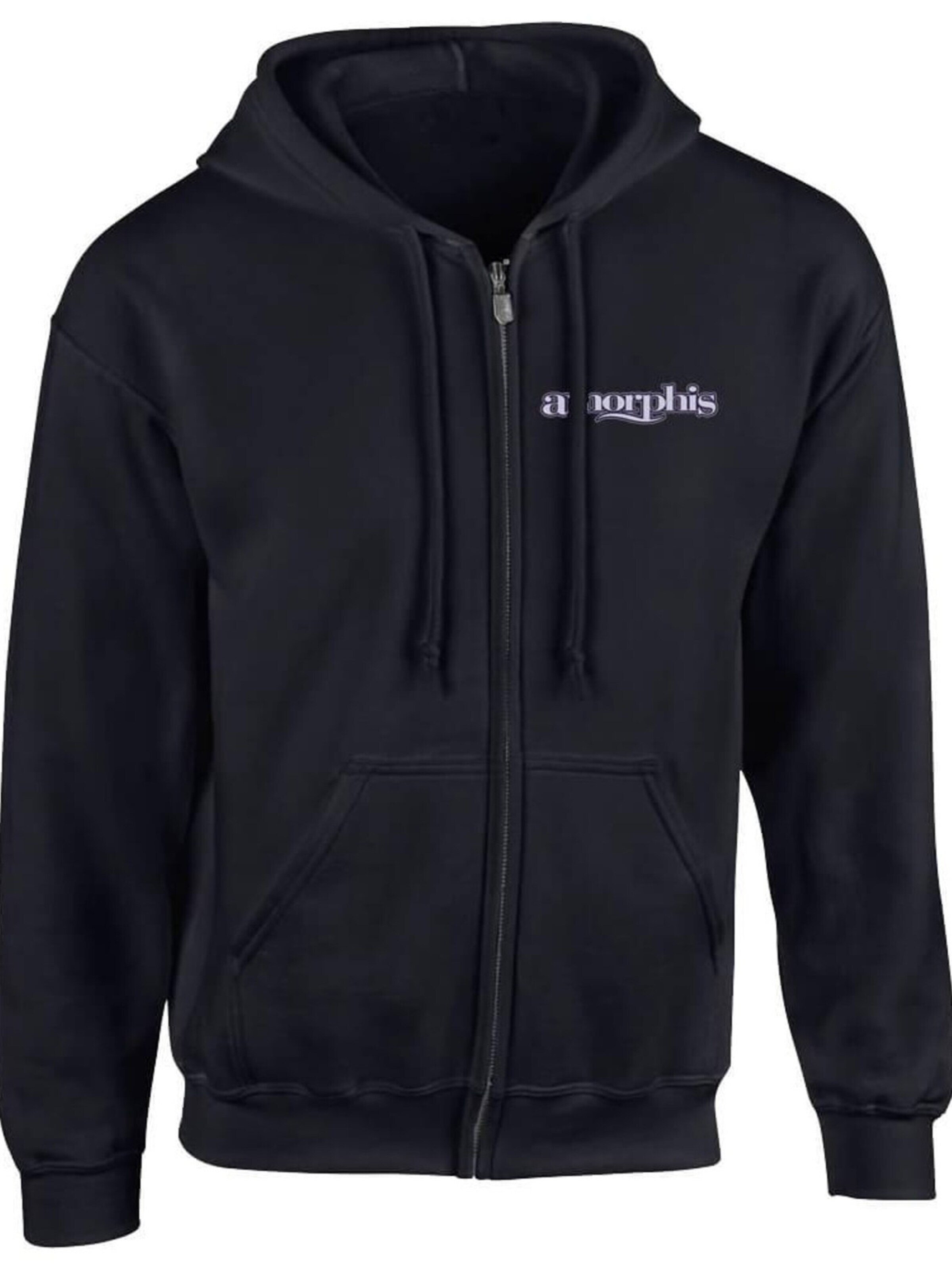 Amorphis Zip-Up Hoodie in Black: front