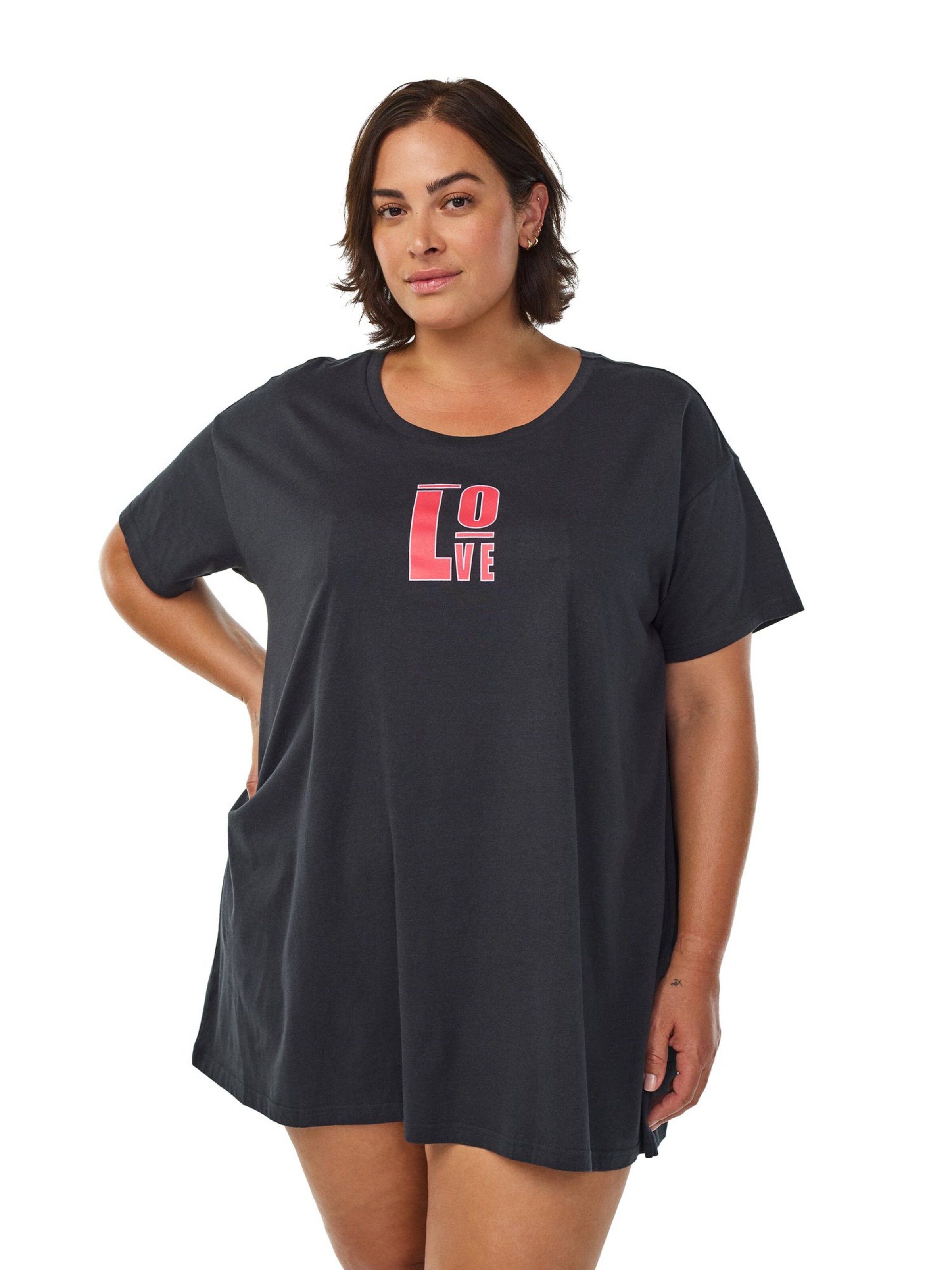 Zizzi Ночная рубашка 'Mally' в Серый: спереди