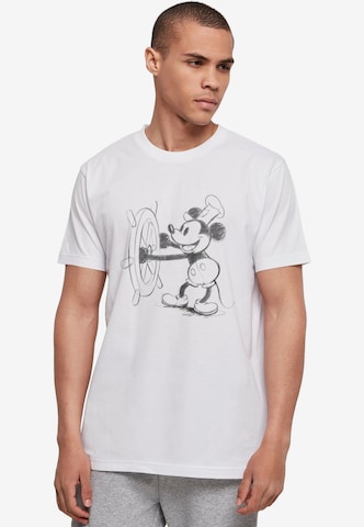 ABSOLUTE CULT Shirt 'Mickey Mouse - Steamboat' in Wit: voorkant