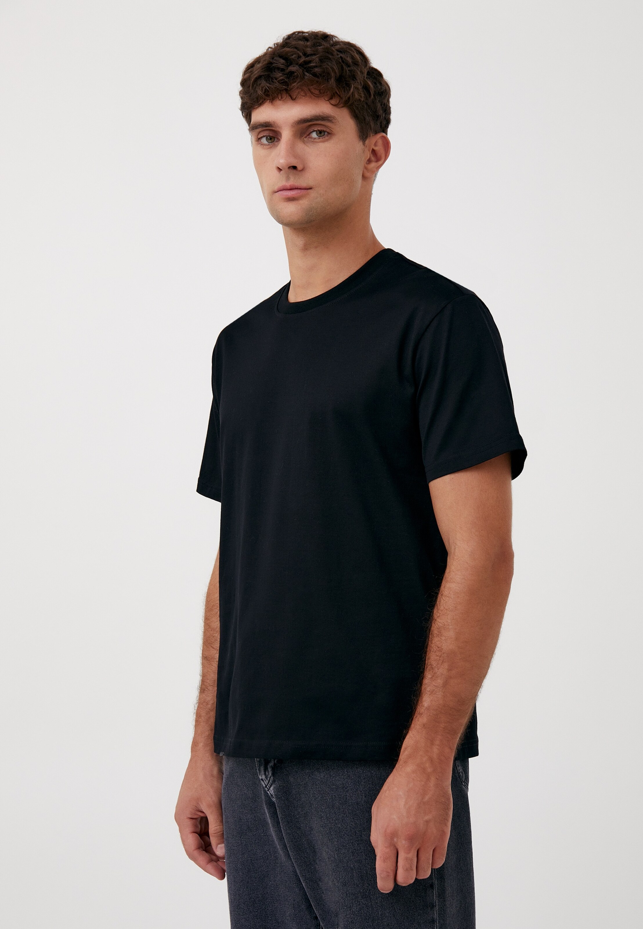 Männer Große Größen Finn Flare Basic-Shirt in Schwarz - WC83637