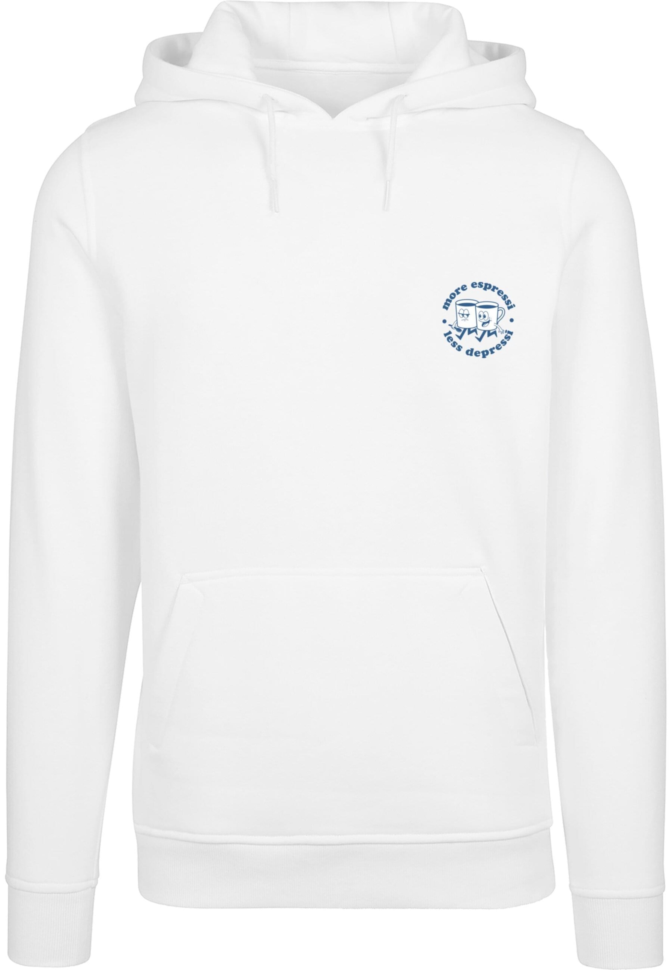Sweat-shirt 'More Espressi' Mister Tee en blanc : devant