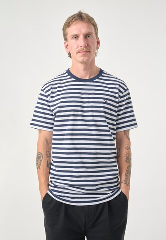 Cleptomanicx Shirt 'Ligull Stripe' in Blue: front