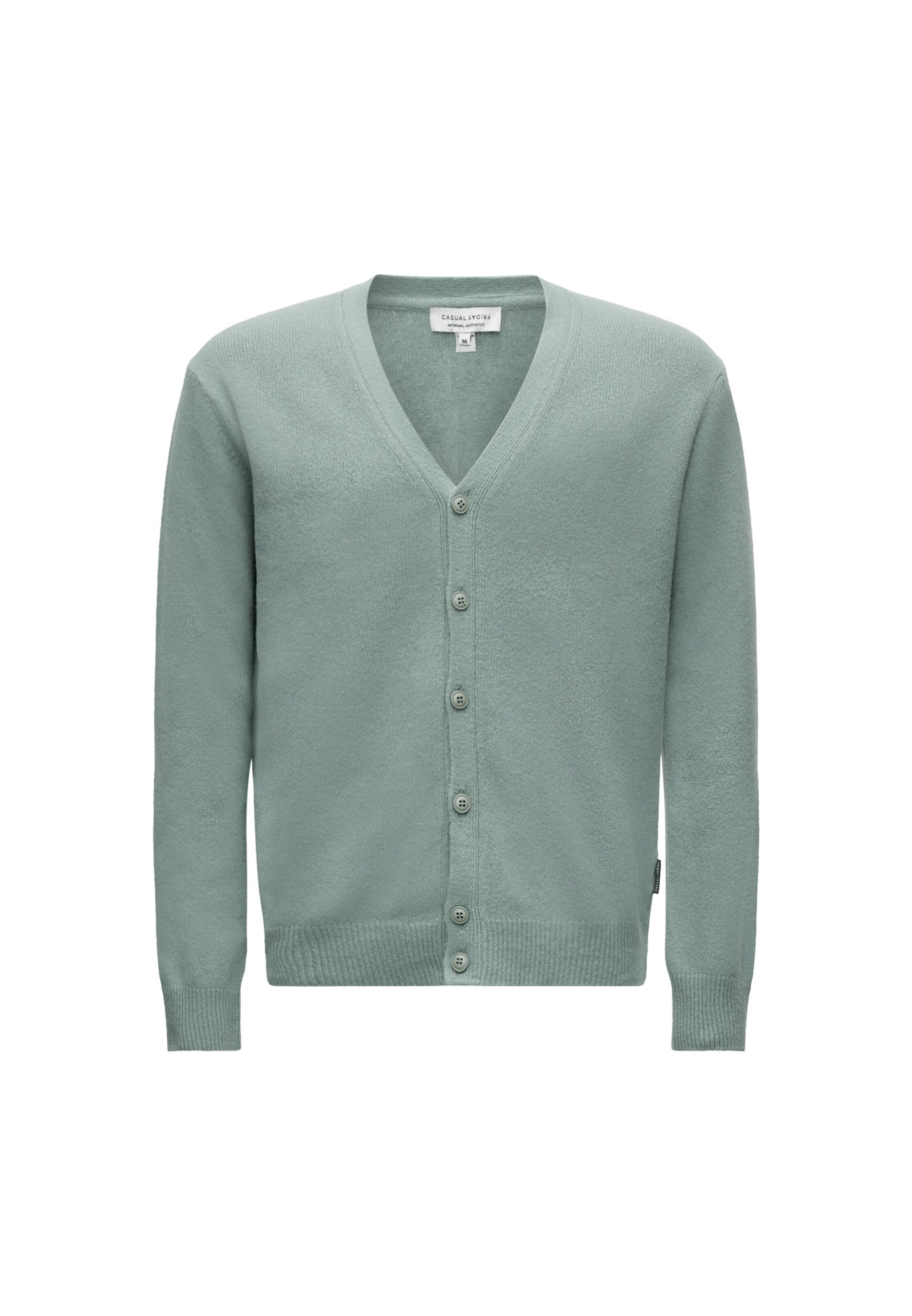 Casual Friday Knit Cardigan 'CFKarl' in Green: front