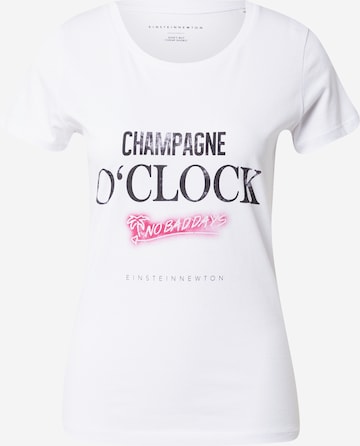 EINSTEIN & NEWTON T-shirt 'Champagne O´clock' i vit: framsida