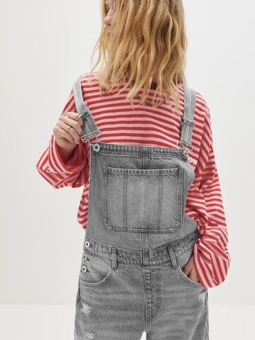 Pull&Bear Wide leg Tuinbroek jeans in Grijs