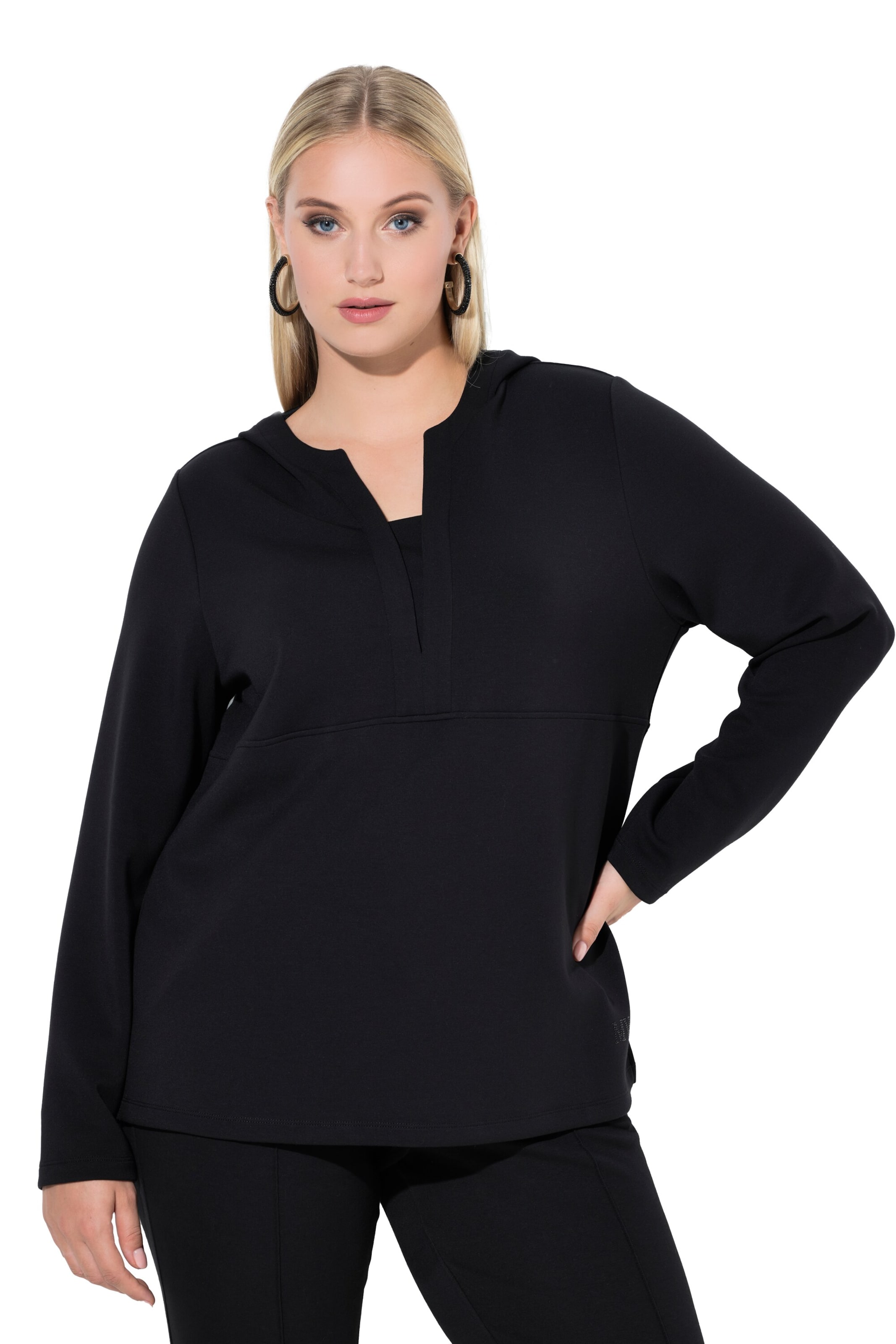 Ulla Popken Sweatshirt in Zwart: voorkant