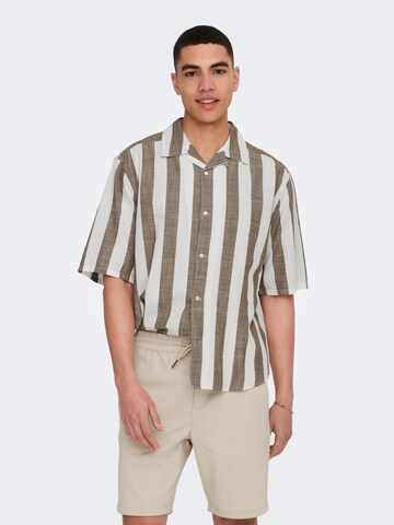 Comfort fit Camicia 'Tes' di Only & Sons in marrone: frontale