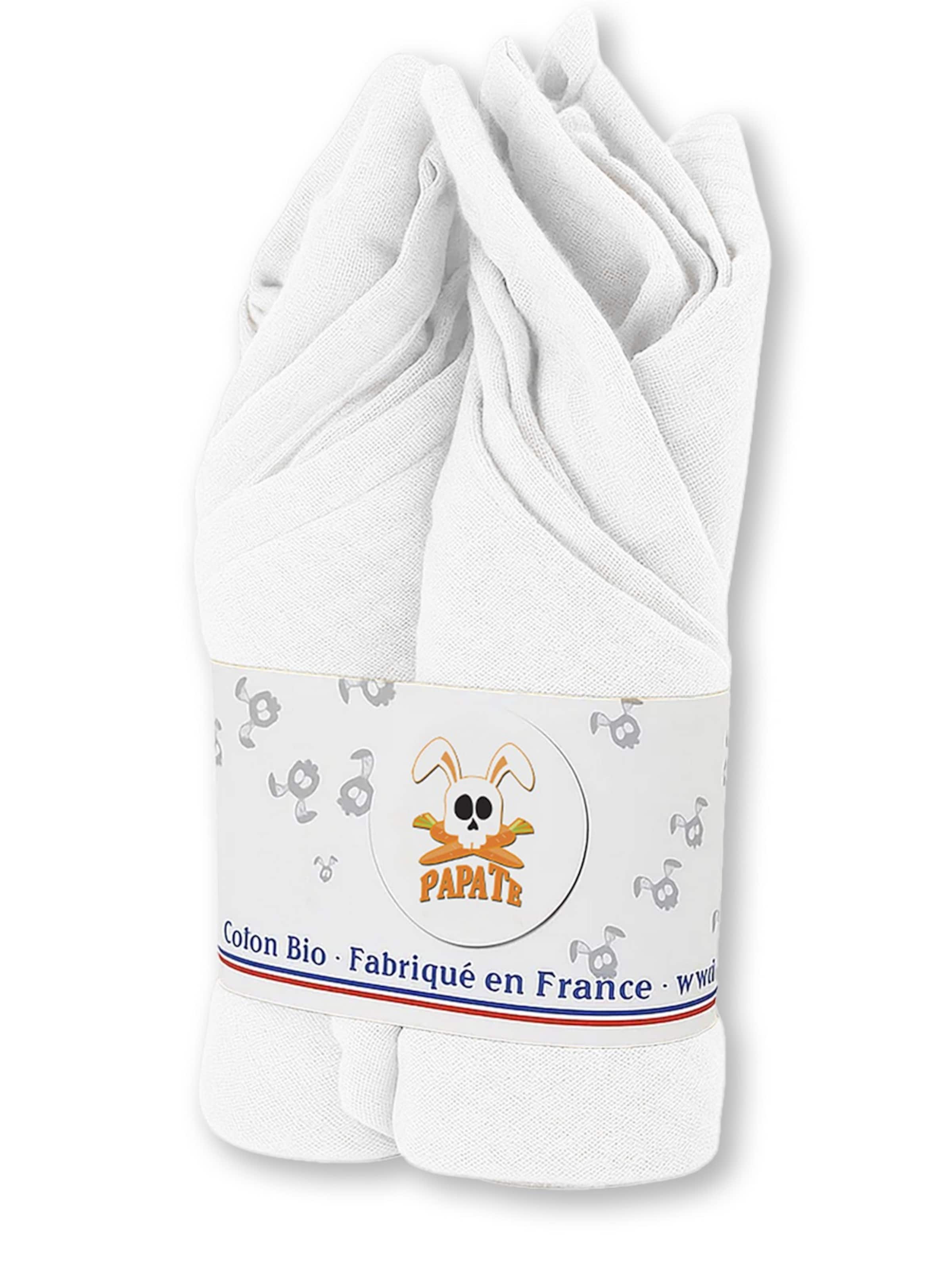PAPATE Babydyne 'Organic Cotton Swaddles' i hvid: forside