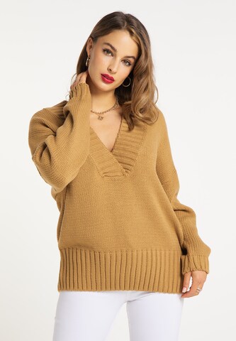 Pull-over faina en beige : devant