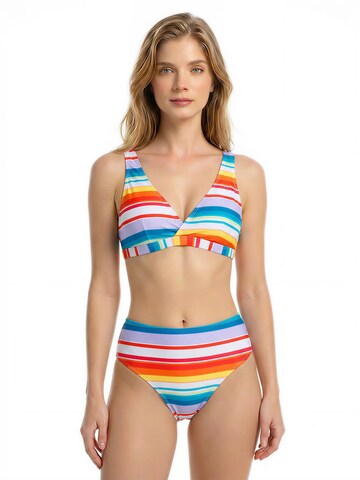 BONVERANO Classic Bikini 'Damen gestreiftes Bikini Set mit breiten Trägern' in Mixed colors: front