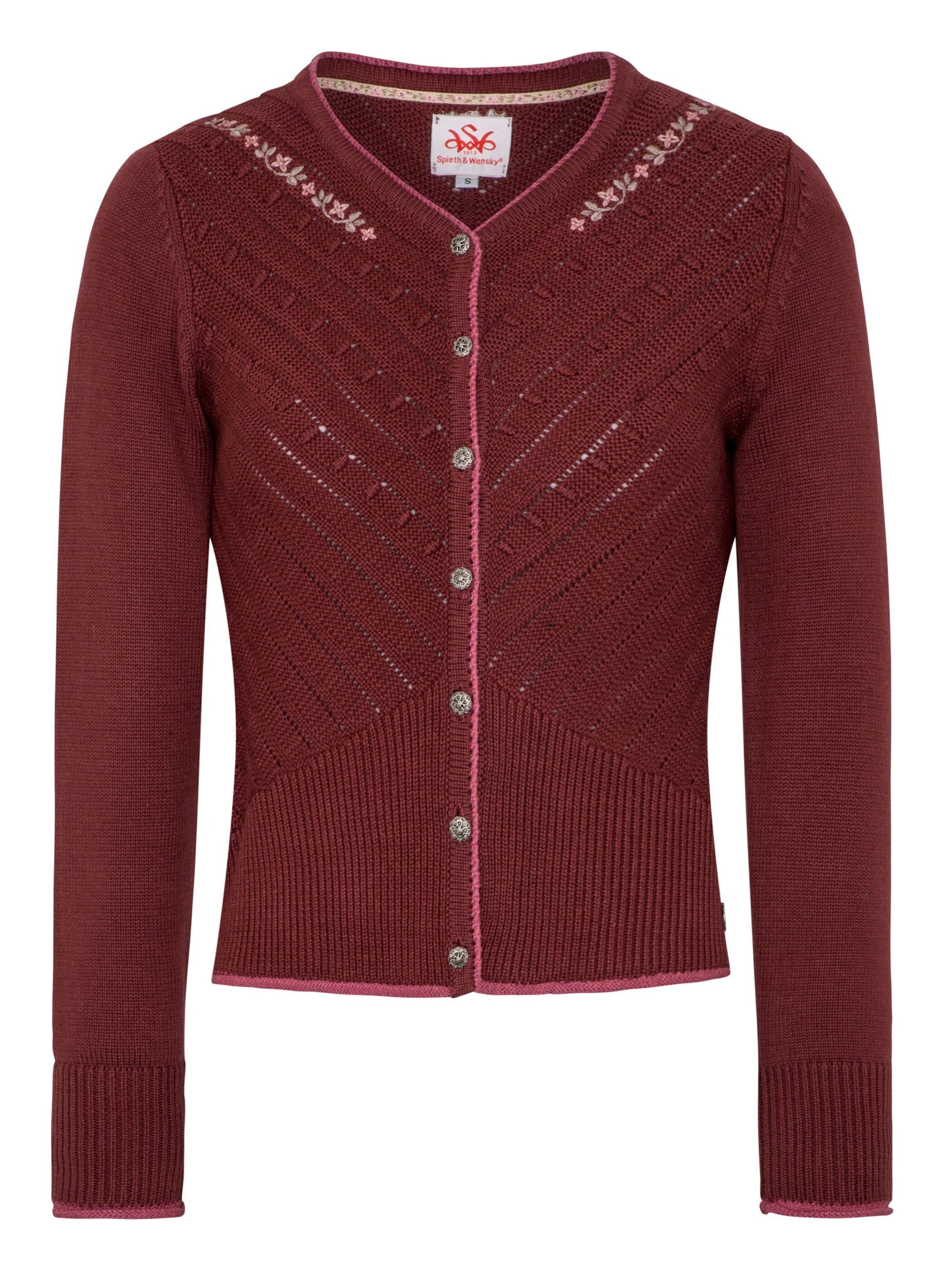 SPIETH & WENSKY Knit cardigan 'Abby' in Red: front