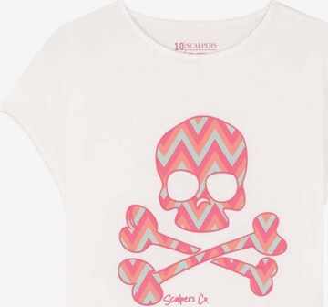 Maglietta 'Zigzag Skull' di Scalpers in bianco: frontale