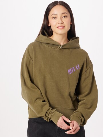 REPLAY Sweatshirt in Groen: voorkant