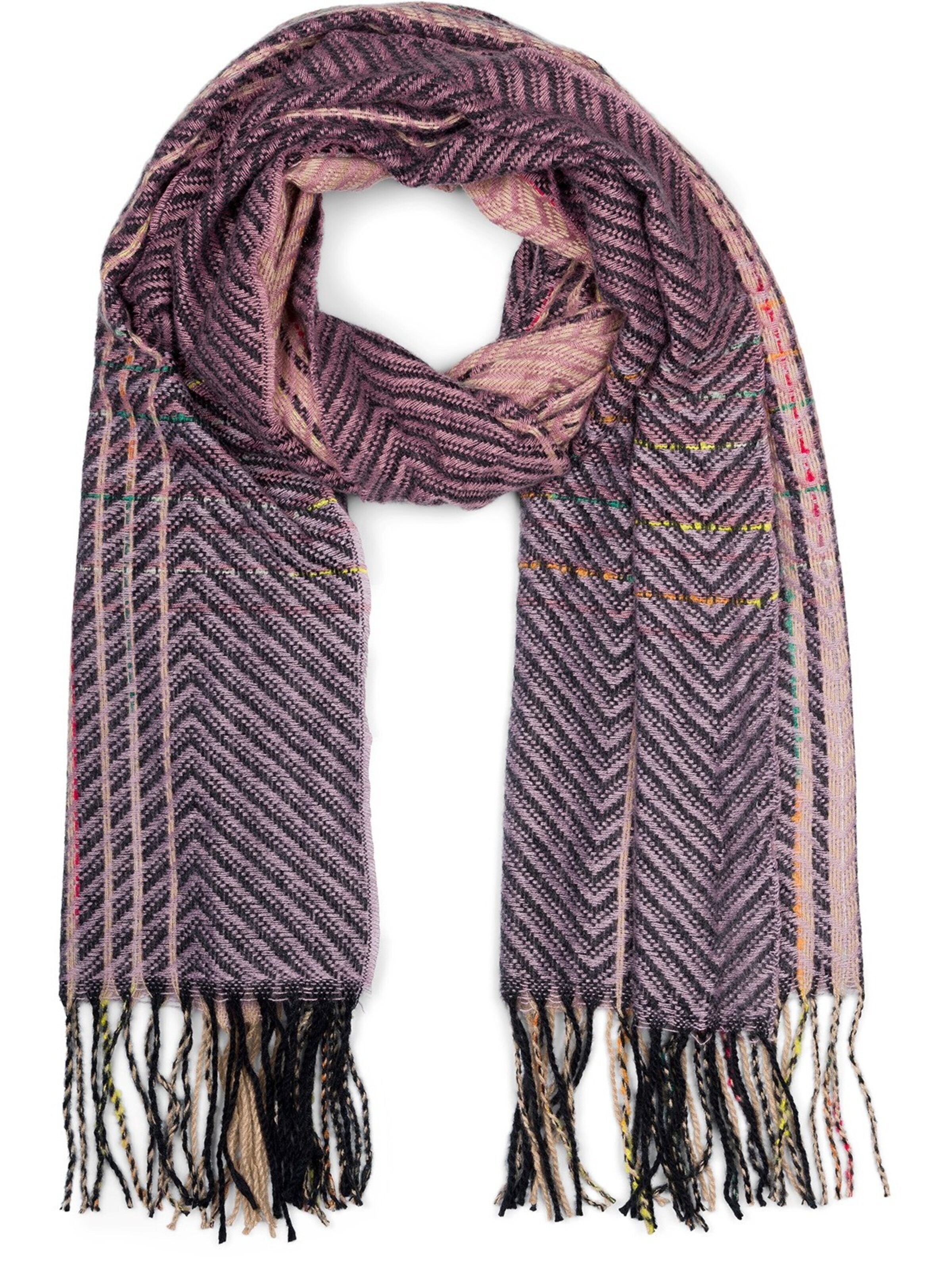 styleBREAKER Schal 'Feinstrick Schal Zick-Zack gestreift'‌‌‌‌‌‌‌‌‌ in Lila: Vorderseite