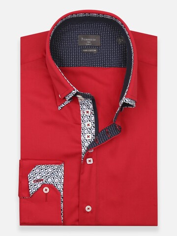 Slim fit Camicia 'Marco Polo Iconic Satin Man Shirt White' di 7Camicie in rosso