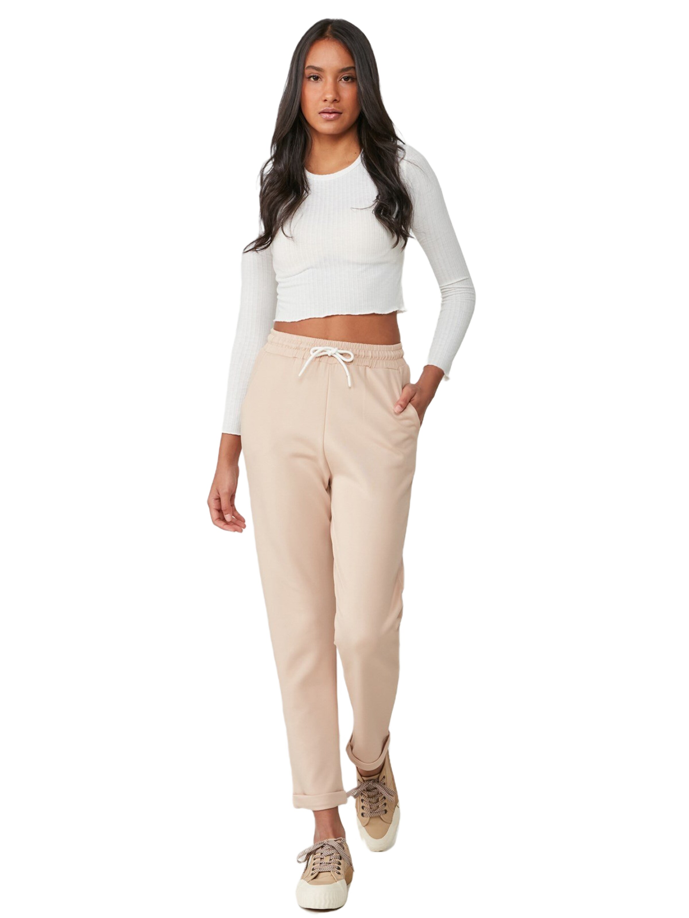 C&City Loosefit Broek in Beige: voorkant