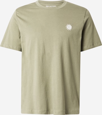 T-Shirt 'SLHASPEN' SELECTED en vert : devant