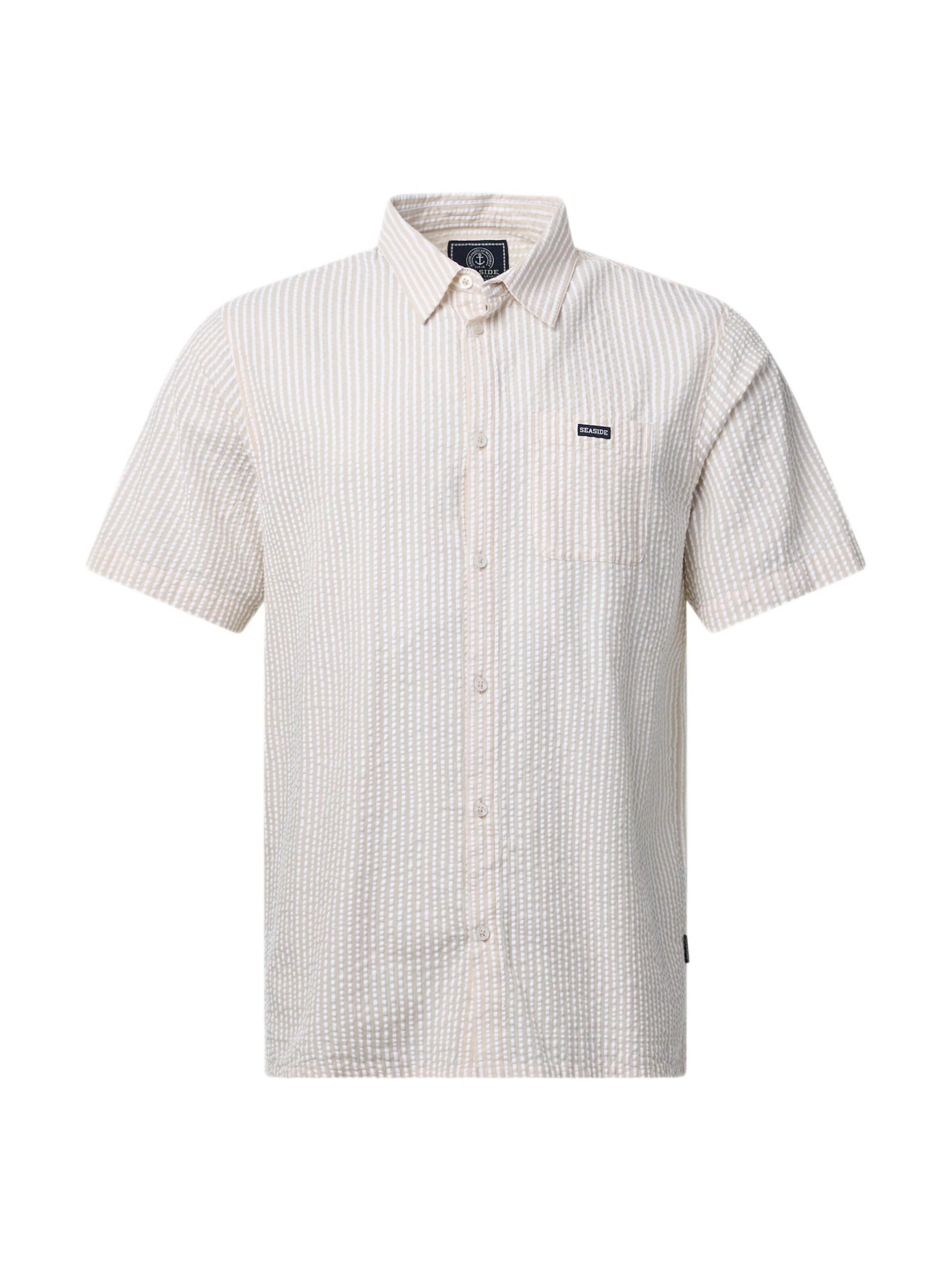 Seaside Regular fit Button Up Shirt 'Seersucker' in Beige: front