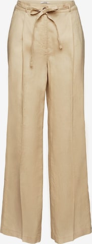 ESPRIT Wide leg Trousers with creases in Beige: front