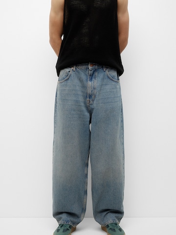 Pull&Bear Wide leg Jeans i blå: framsida