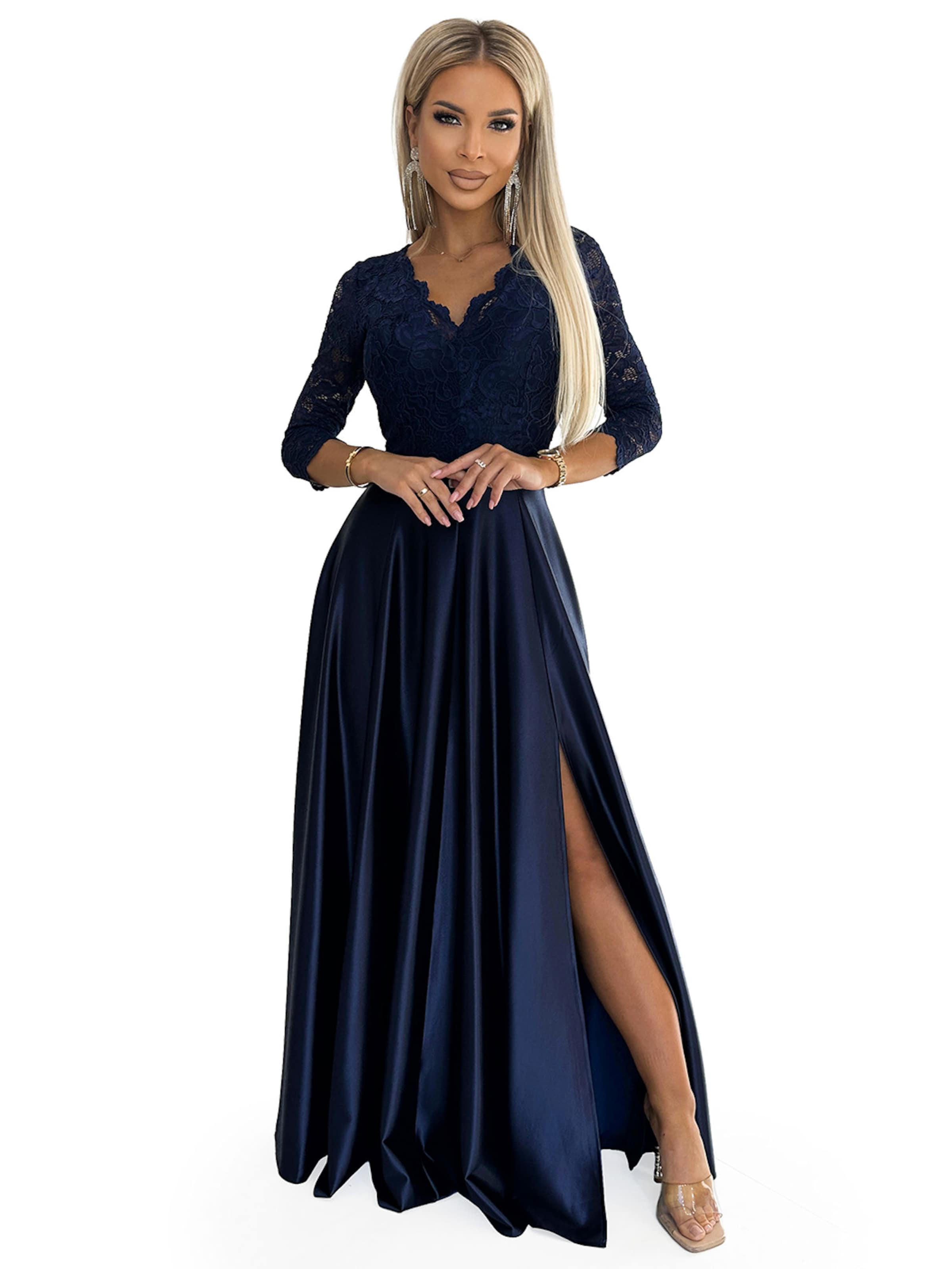 Numoco Abendkleid 'Maxikleid Amber'‌‌‌‌‌‌‌‌‌‌ in Blau: Vorderseite
