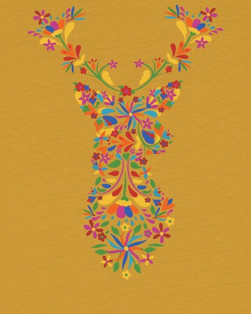 watabout.kids Shirt 'Floral Deer' in Geel