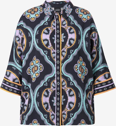 Ulla Popken Bluse in himmelblau / goldgelb / flieder / schwarz, Produktansicht