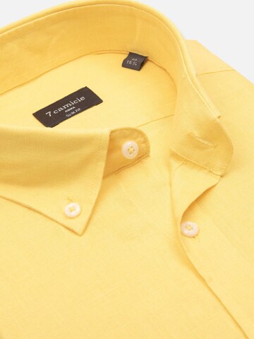 Slim fit Camicia business 'Leonardo Linen Man Shirt' di 7Camicie in giallo