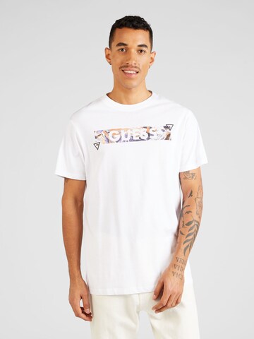 GUESS T-Shirt 'ABSTRACT FOIL' in Weiß: Vorderseite