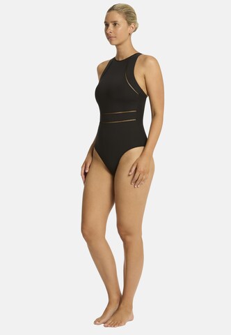 SEA LEVEL High neck Badeanzug 'Essentials' in Schwarz