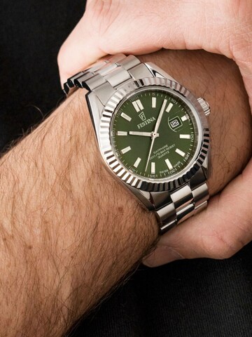 FESTINA Analoog horloge 'Date watch Classic Steel Swiss Made' in Groen