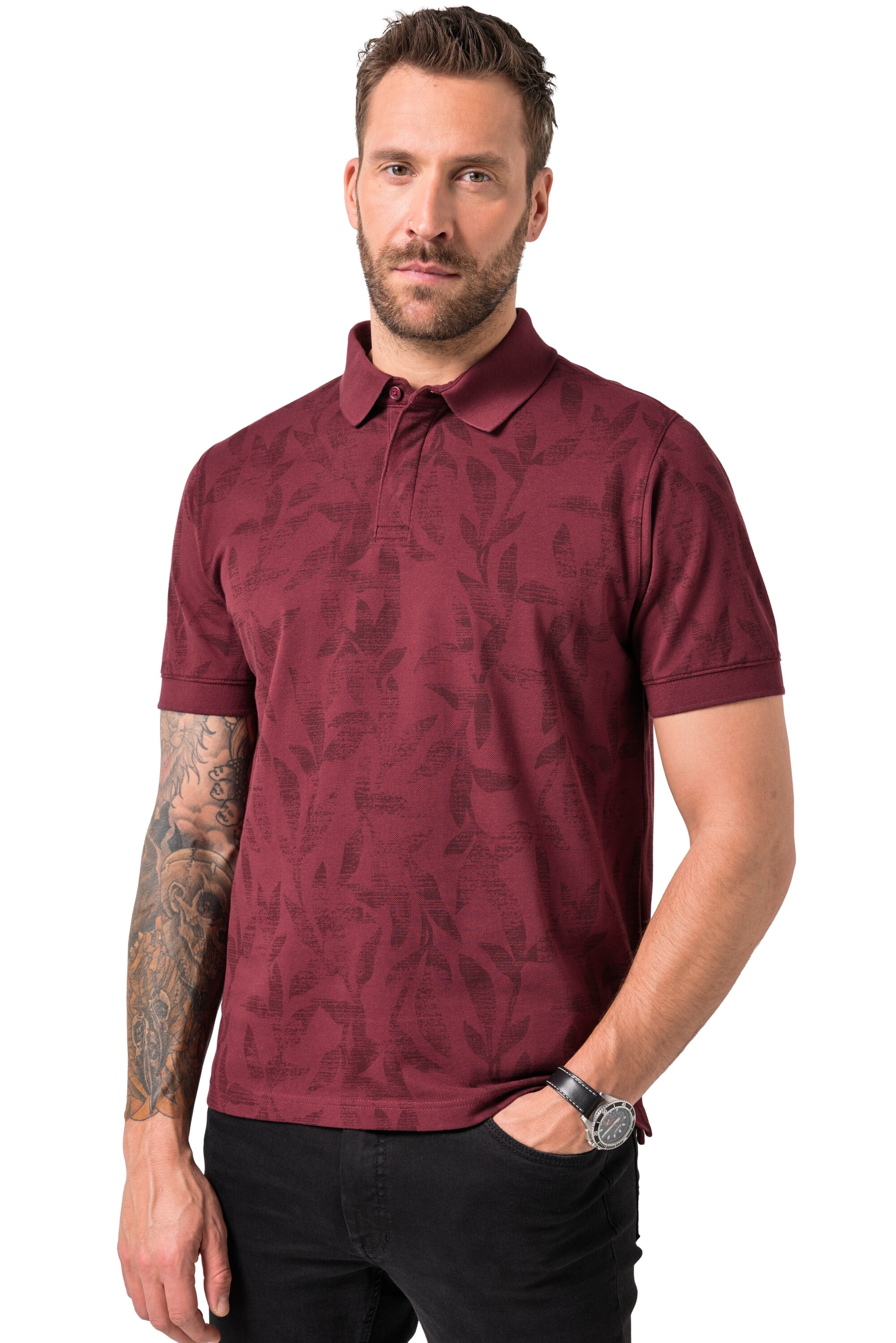 JP1880 Shirt in Rood: voorkant