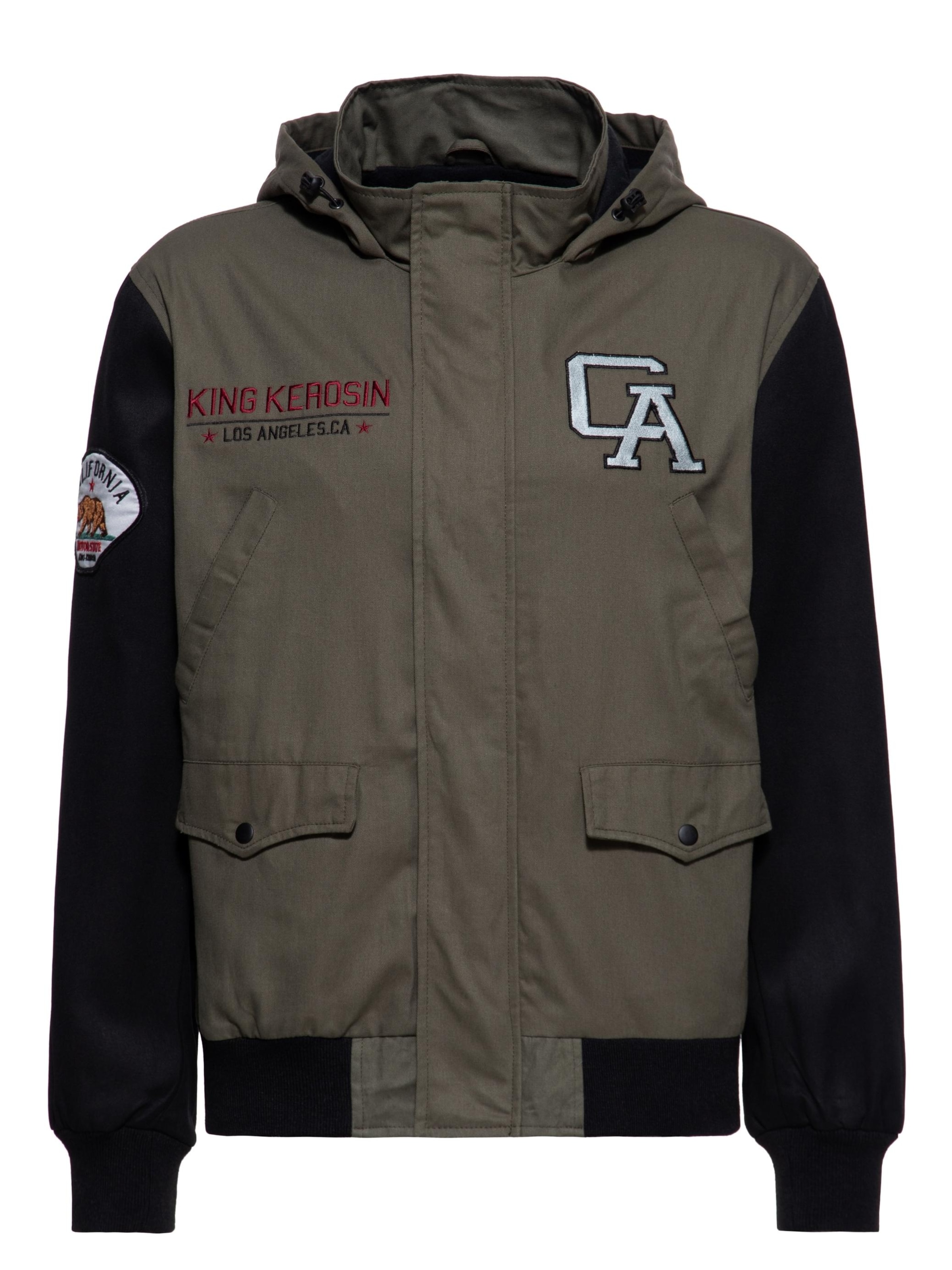King Kerosin Winter Jacket 'Los Angeles C.A.' in Green: front