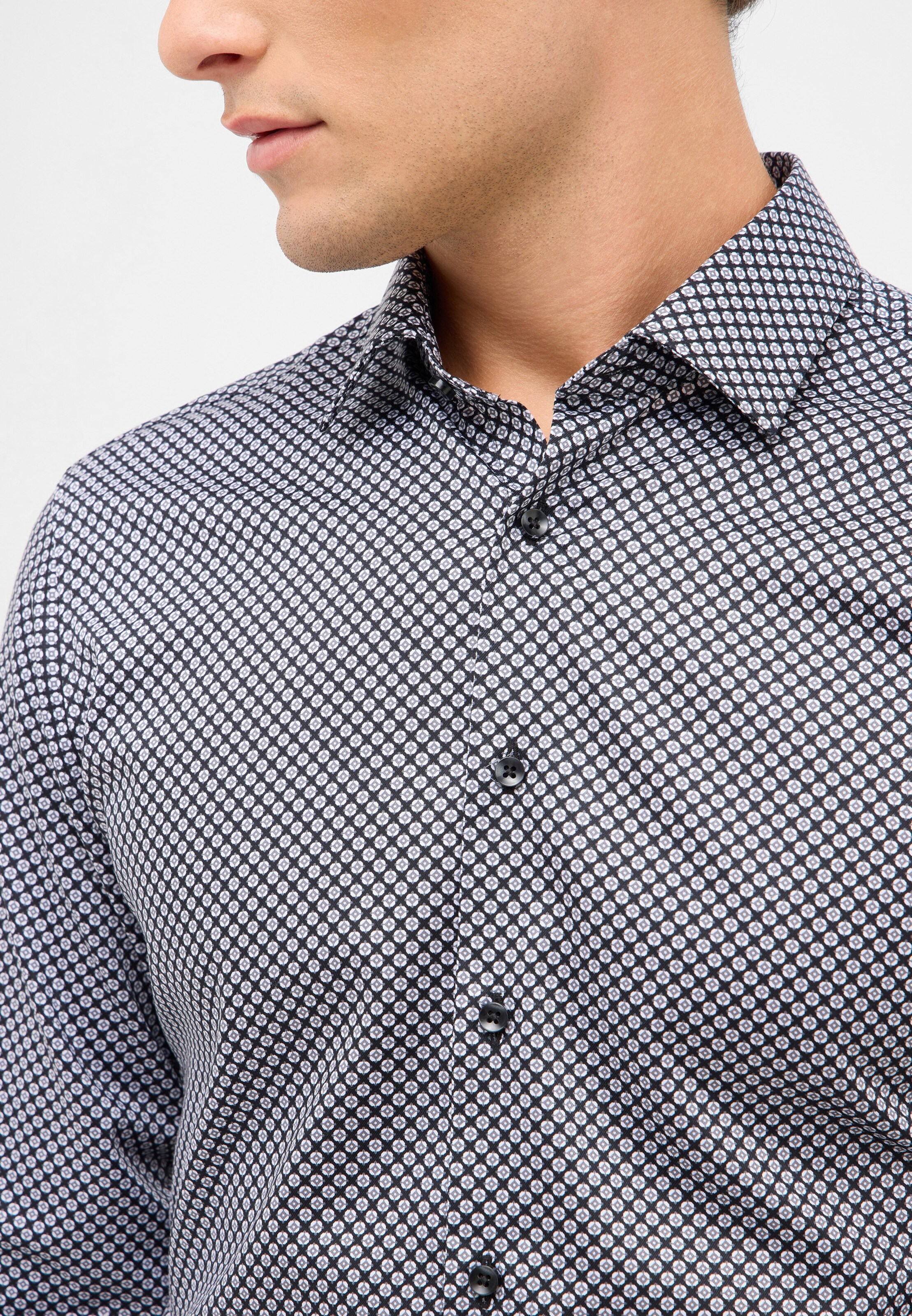 ETERNA Slim fit Button Up Shirt in Black