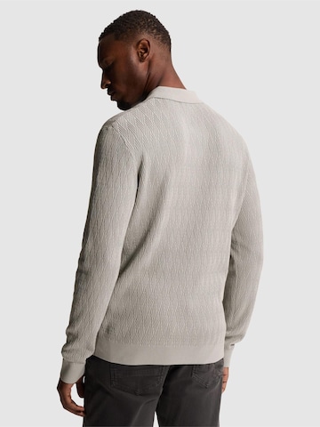 CAST IRON Trui 'Pullover in cotton/modal with polo collar' in Grijs