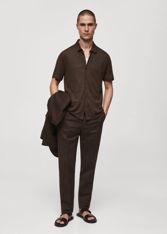 MANGO MAN Slim fit Button Up Shirt 'Ricard' in Brown