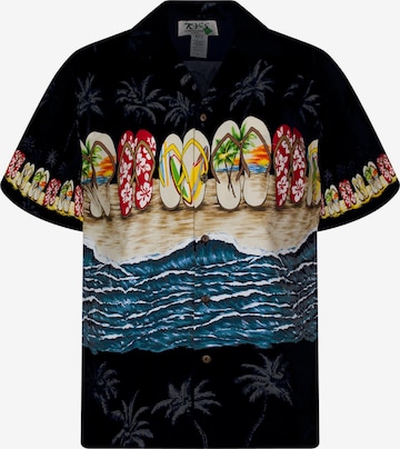 KY's Button Up Shirt 'Flip-Flop' in Black: front