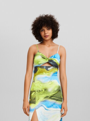 Bershka Obleka | zelena barva: sprednja stran