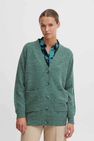 ICHI Knit Cardigan 'Ihmarat' in Green: front