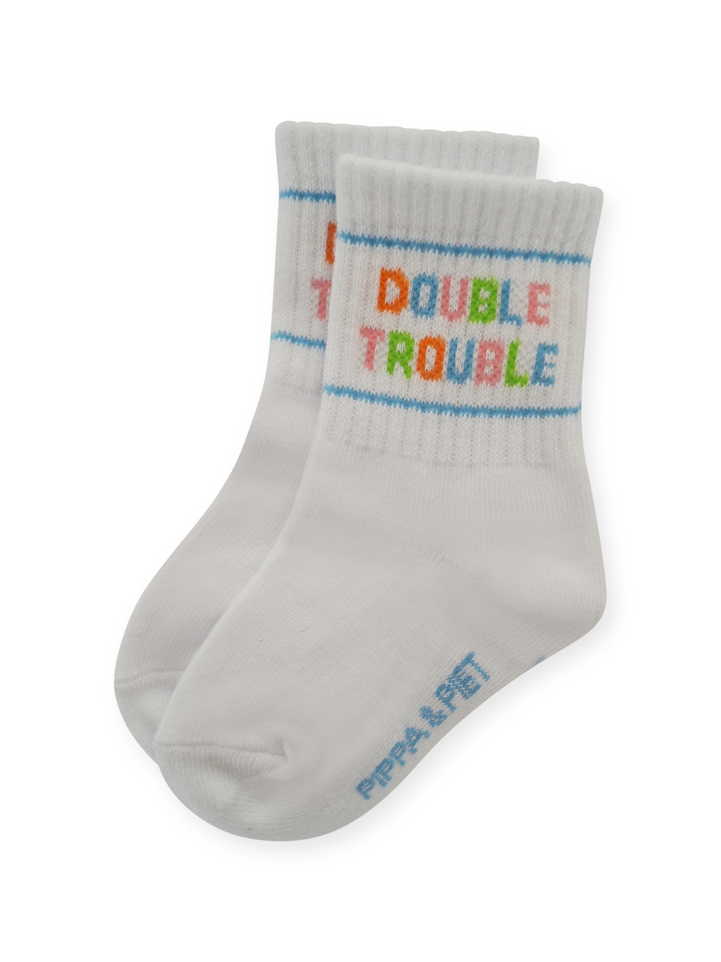 Pippa & Piet Socken 'Double Trouble'‌‌‌‌‌‌‌‌‌ in Weiß: Vorderseite