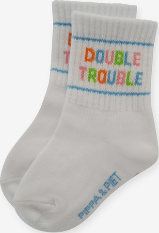 Pippa & Piet Socks 'Double Trouble' in White: front