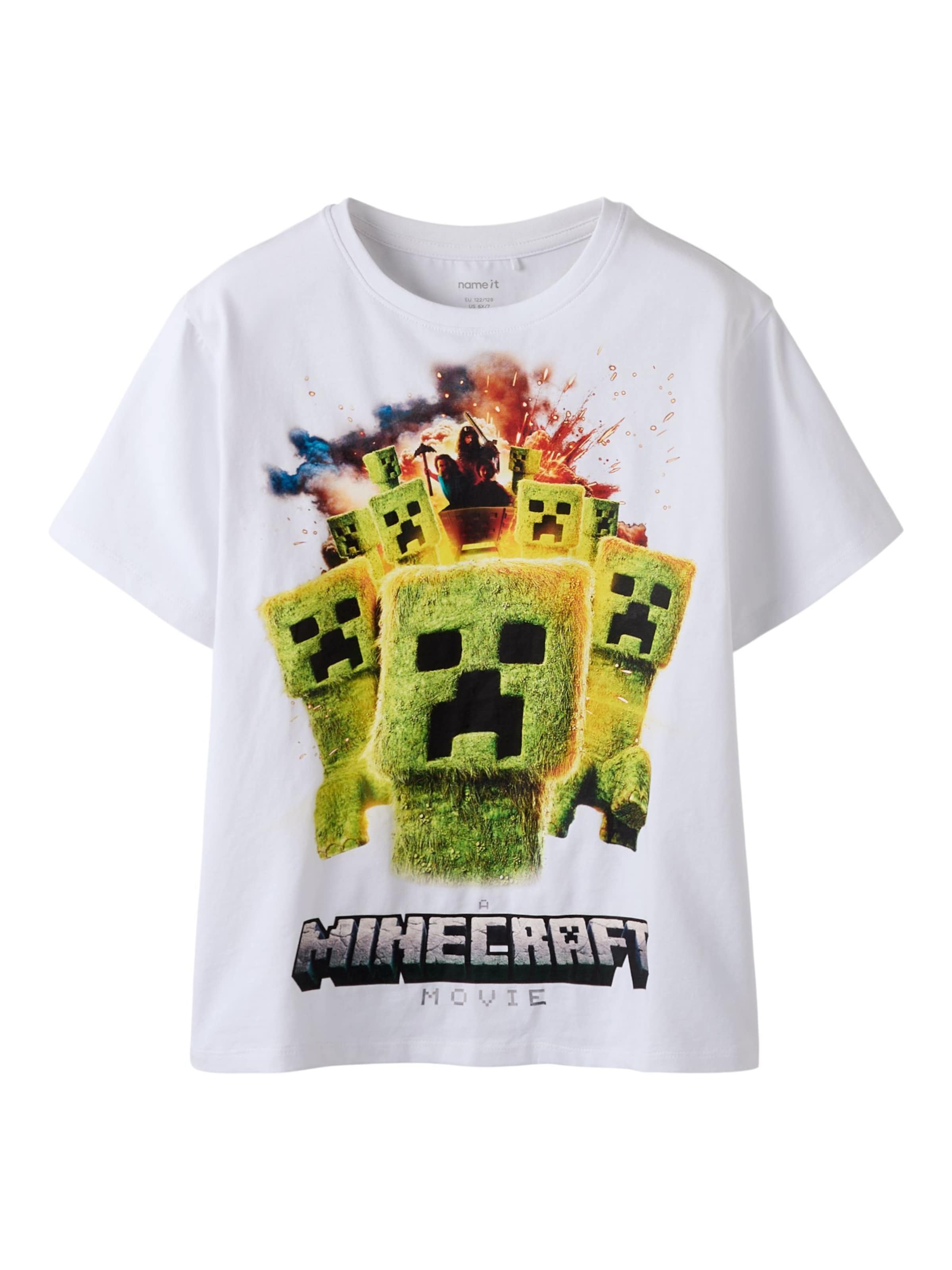 NAME IT Shirts 'Minecraft' i hvid: forside