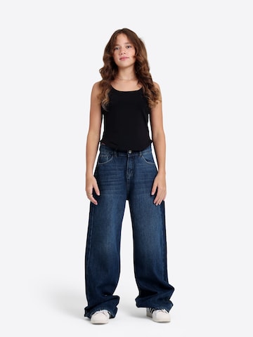 Solang Regular Hose Patch-Cargo-Jeans Streetwear Look in Blau: Vorderseite