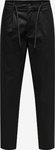 Only & Sons - Loosefit Pantalón chino 'ONSCoil' en negro: frente