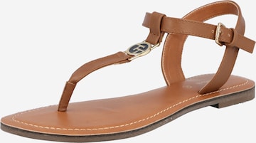 TOM TAILOR T-bar sandals in Brown: front