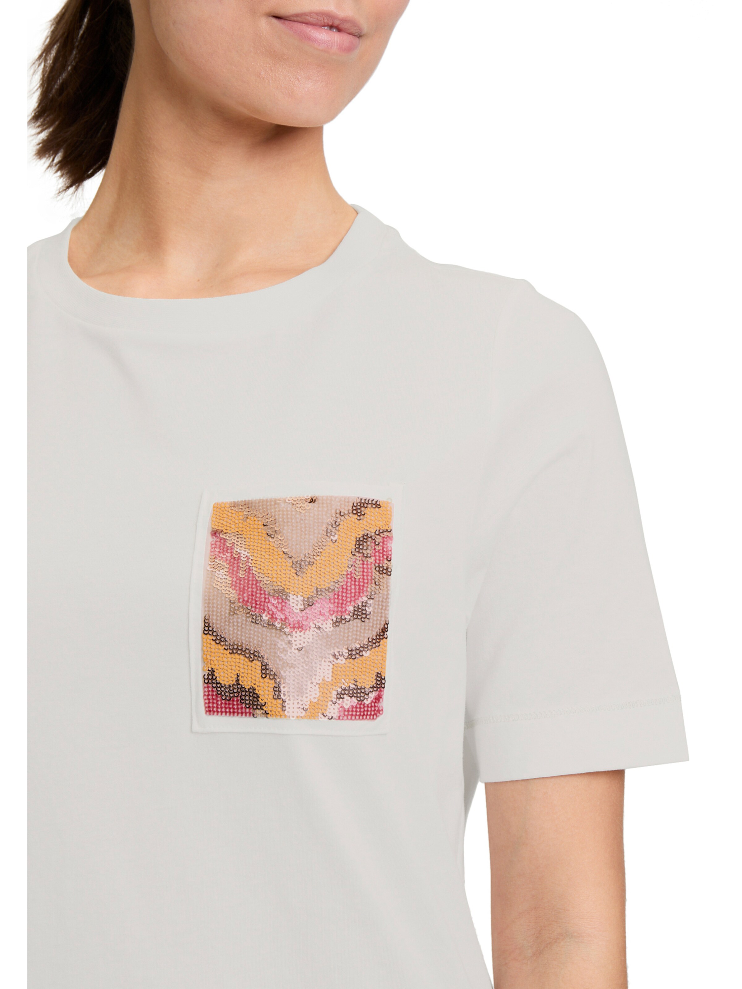 Cartoon Halbarm-Shirt mit Rundhalsausschnitt in Weiß