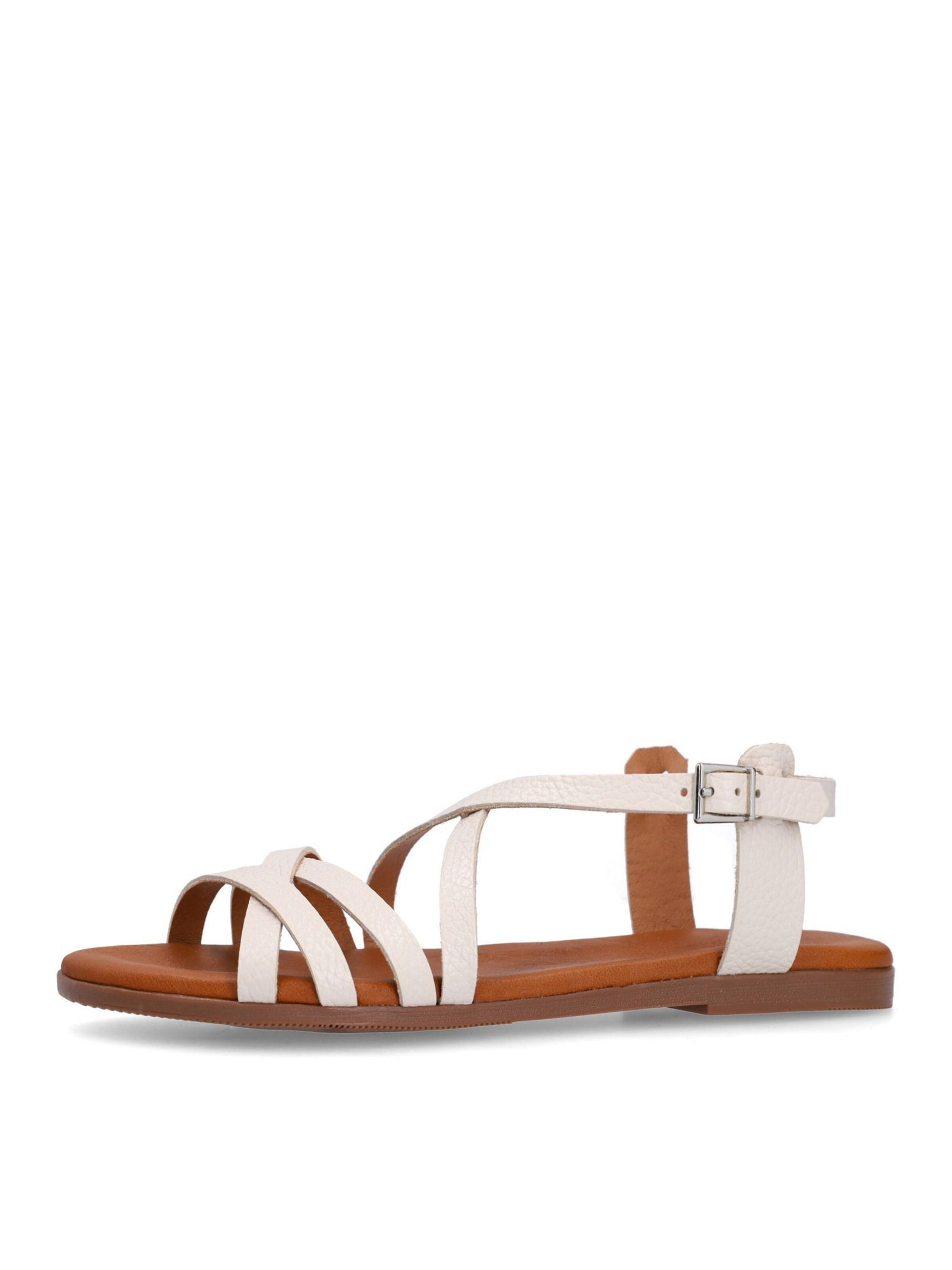 MANFIELD Sandalen met riem 'Flache' in Wit: voorkant