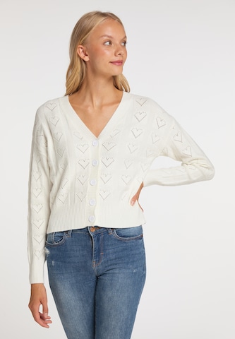 MYMO Knit Cardigan in White: front