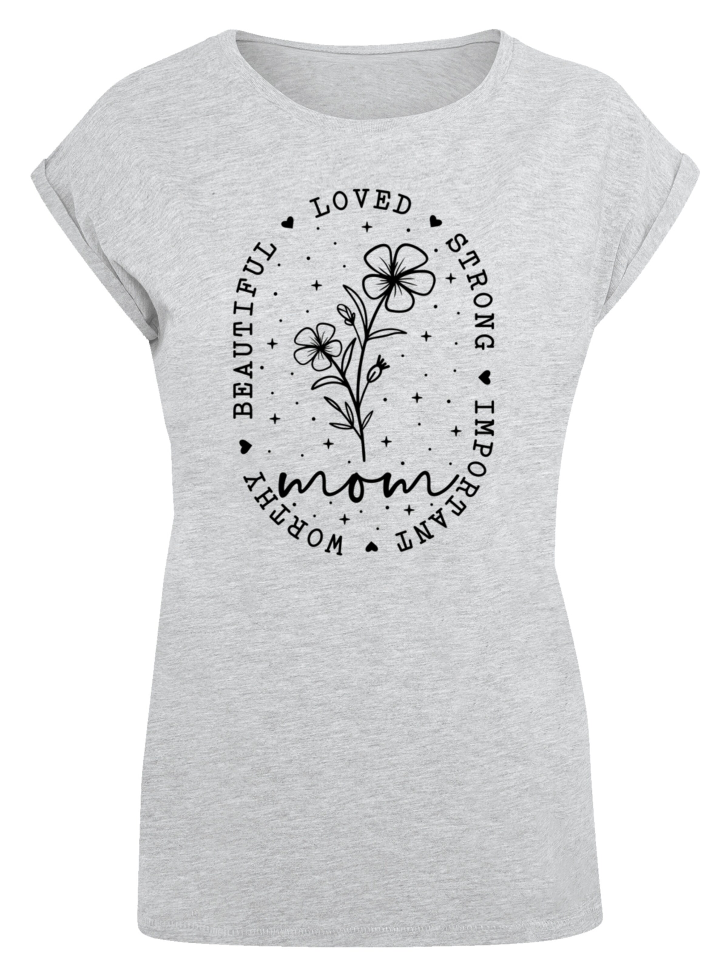 F4NT4STIC T-Shirt 'Mothers Day Black Art Print for Mom Best Mom Ever' in Grau: Vorderseite